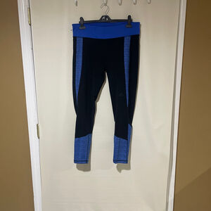 NWOT Women's Adidas Black Blue Climalite Leggings Size L